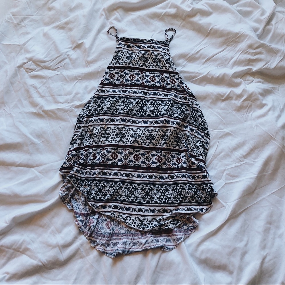 Maroon, Blue, and White Patterned tank top